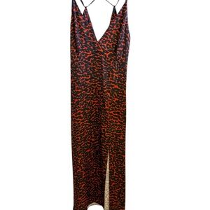 Red and Black Animal Print Maxi Dress